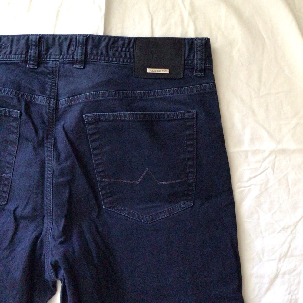 Alberto Premium Business Dress Jeans Pipe Overdyed Blue Regular Slim Fit 38/34 - Picture 6 of 8